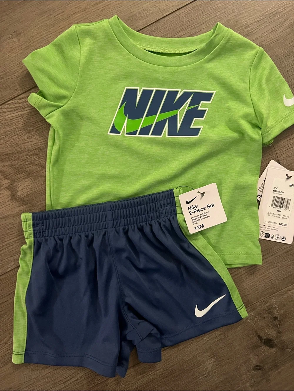 Nike Lime Green & Navy Toddler 2-Piece Athletic Set